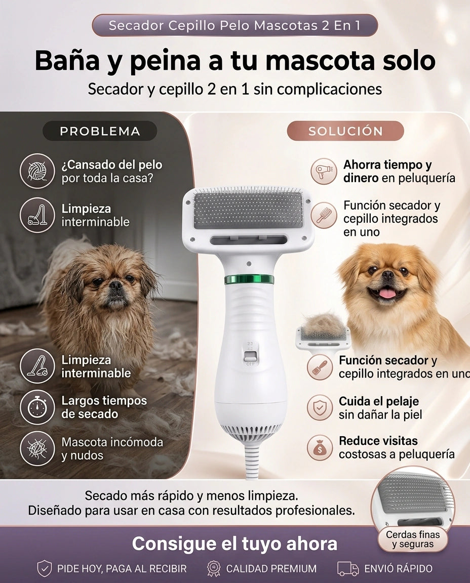 Seca y Cepilla a tu Mascota en un Solo Paso